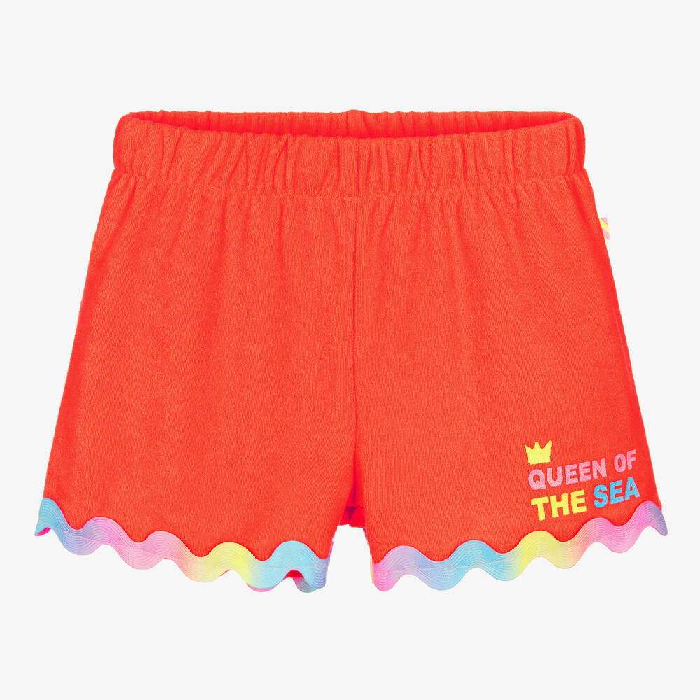Shop Billieblush Girls Coral Orange Towelling Shorts