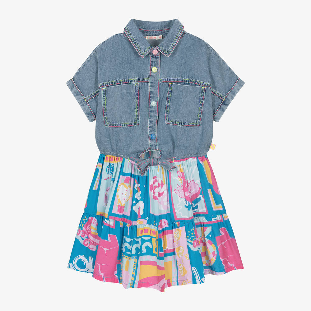 Billieblush Babies' Girls Denim Shirt Dress In Blue