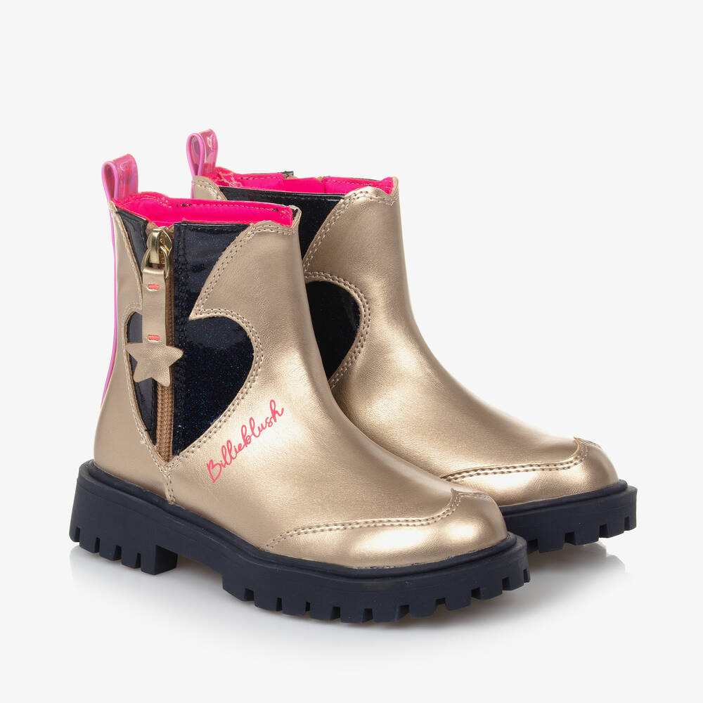 Billieblush - Girls Gold Faux Leather Boots | Childrensalon