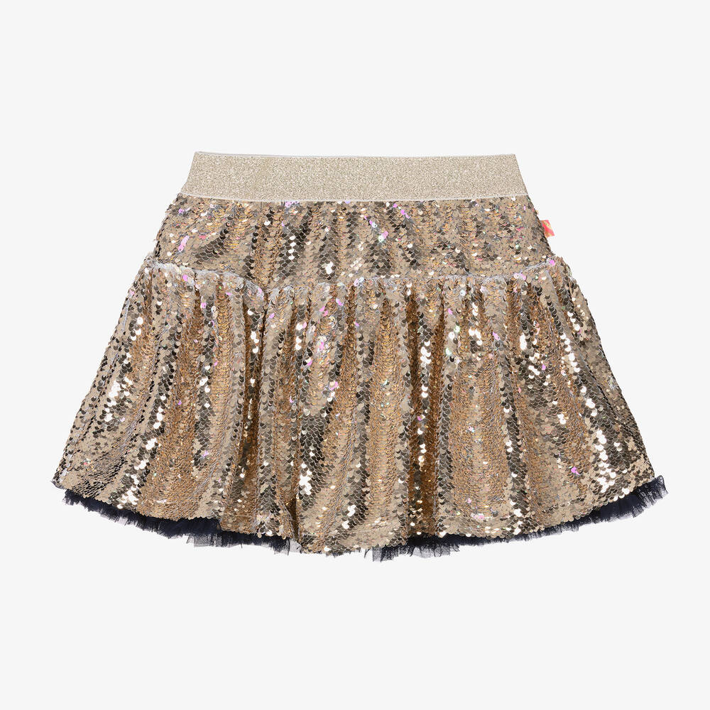 Billieblush - Girls Gold Reversible Sequin Skirt | Childrensalon