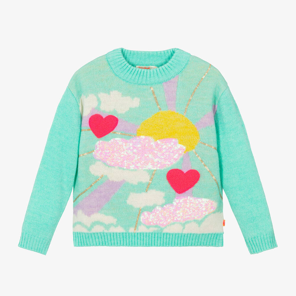 Billieblush - Girls Green Knit Sunshine Jumper | Childrensalon