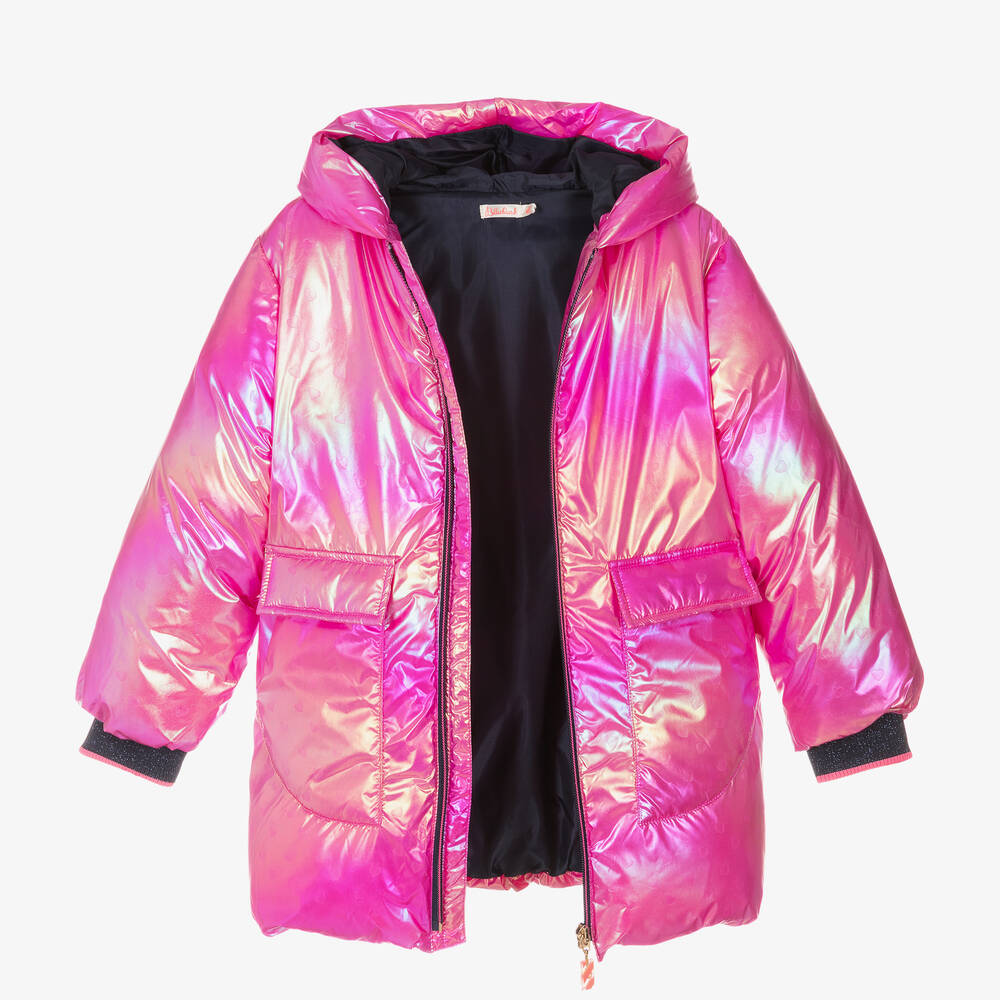 Billieblush - Girls Iridescent Pink Padded Heart Coat | Childrensalon