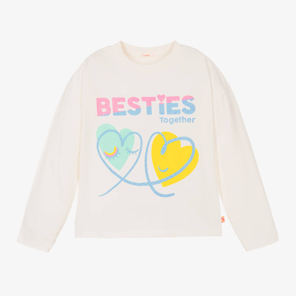 Billieblush - Girls Ivory Cotton Besties Top | Childrensalon