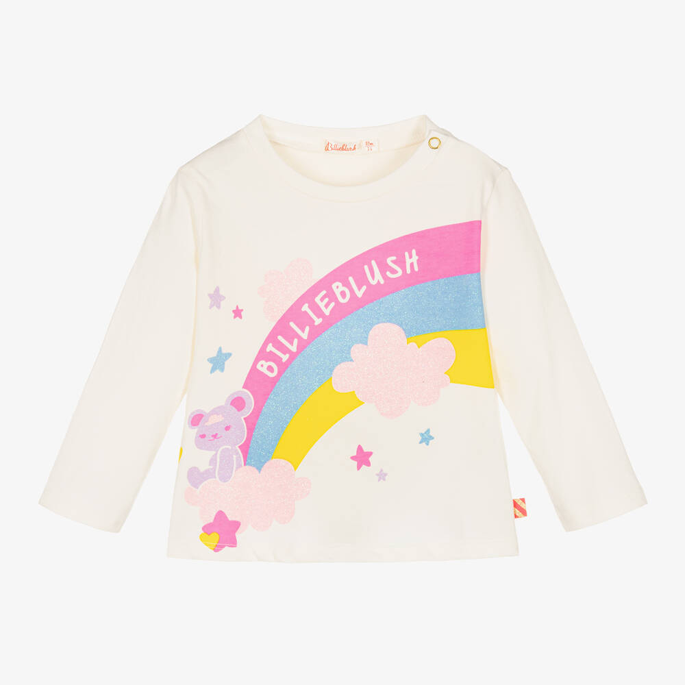 Billieblush - Girls Ivory Cotton Rainbow Top | Childrensalon