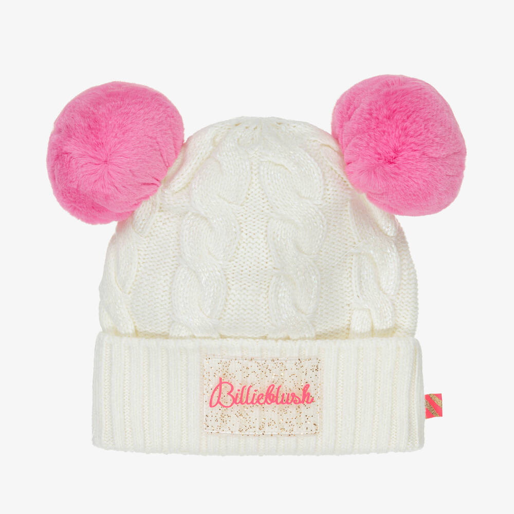 Billieblush - Girls Ivory Knitted Pom-Pom Hat | Childrensalon