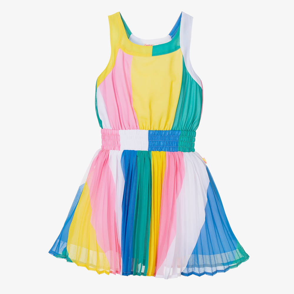 Billieblush - فستان كريب شيفون مقلم بطبعة ملونة | Childrensalon