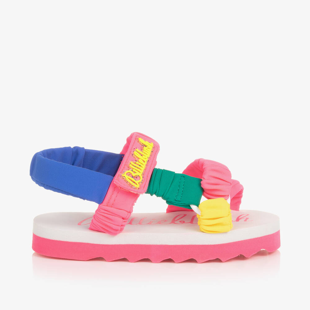 Shop Billieblush Girls Multicoloured Velcro Strap Sandals In Pink