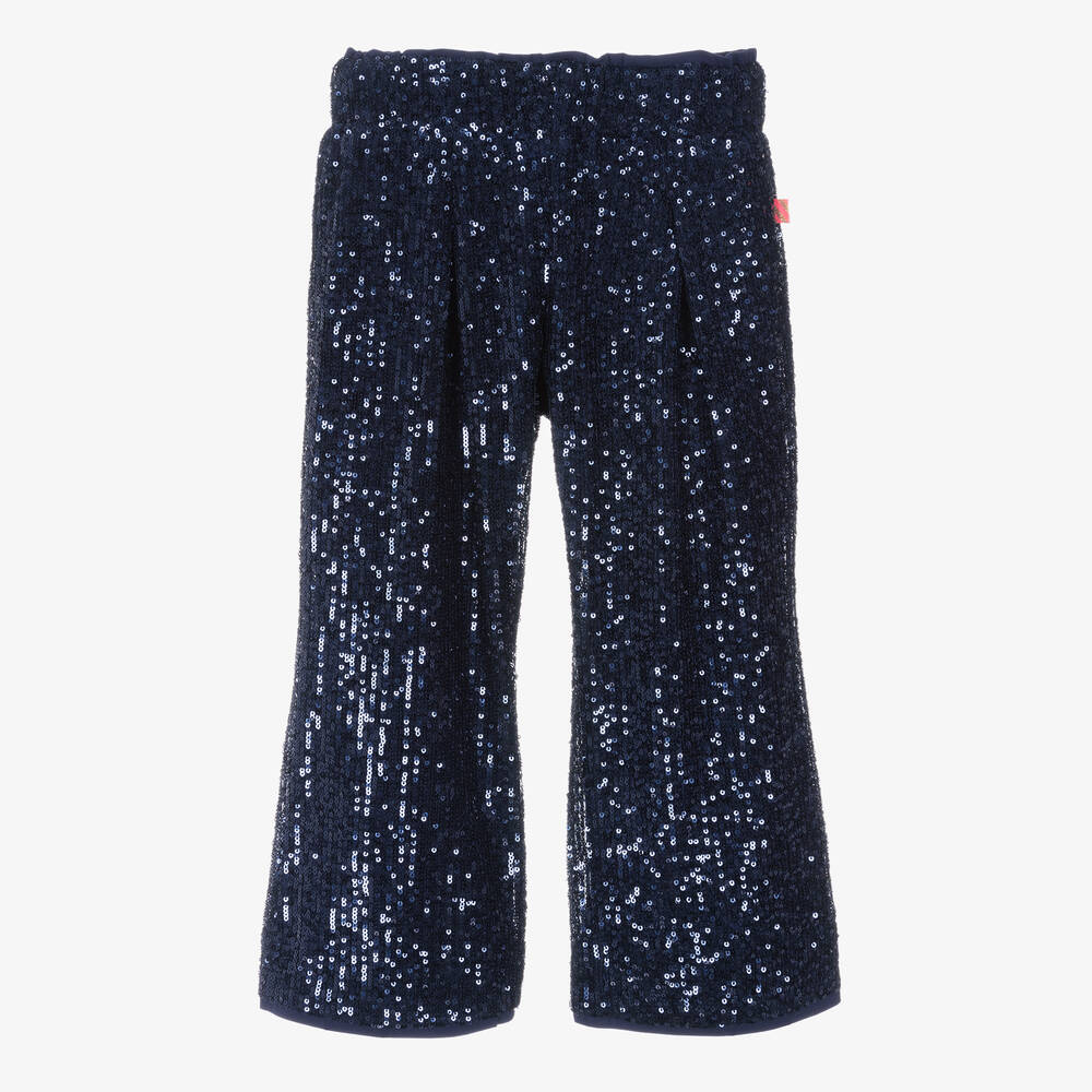 Billieblush - Girls Navy Blue Sequin Trousers | Childrensalon