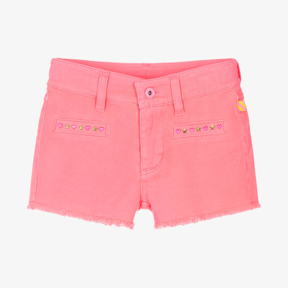 Billieblush - Girls Neon Pink Denim Shorts | Childrensalon