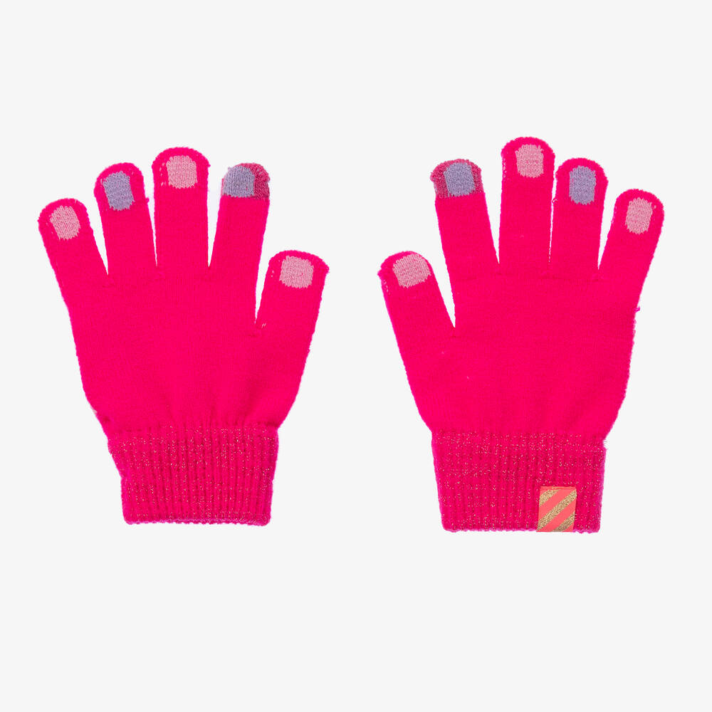 Billieblush Kids' Girls Neon Pink Heart Gloves