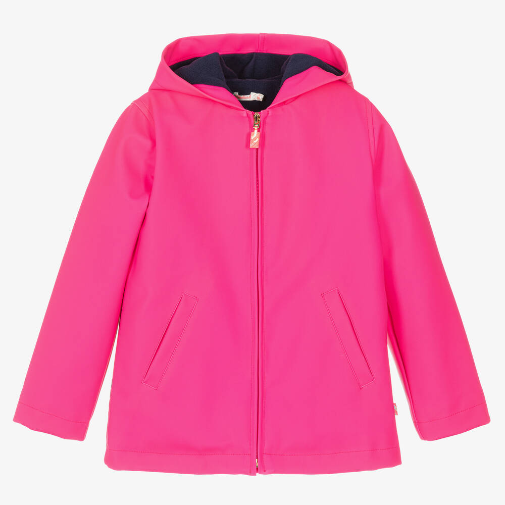 Billieblush - Girls Neon Pink Hooded Raincoat | Childrensalon