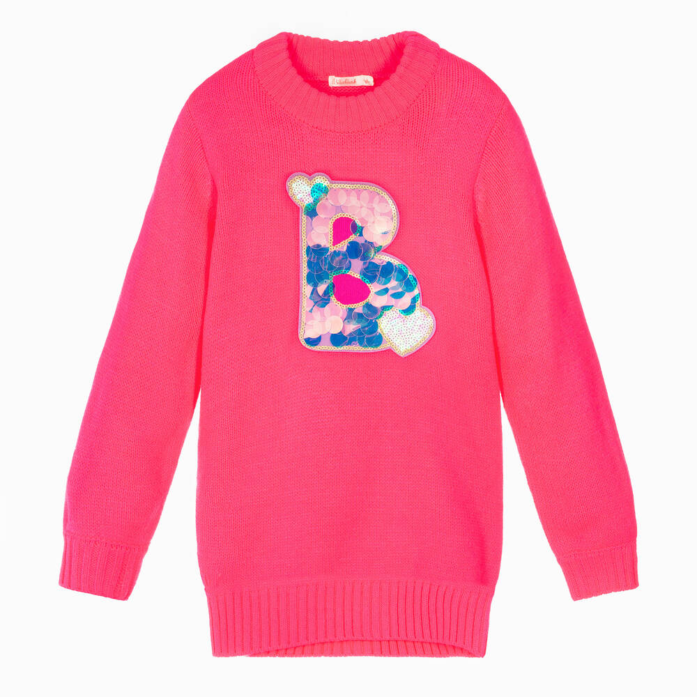 Billieblush - Girls Neon Pink Sweater Dress | Childrensalon