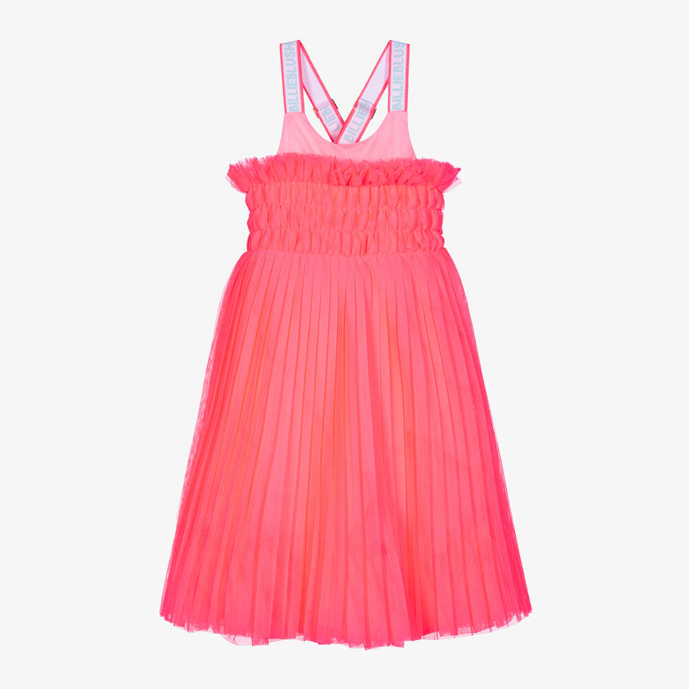 Billieblush Kids' Girls Neon Pink Tulle Dress