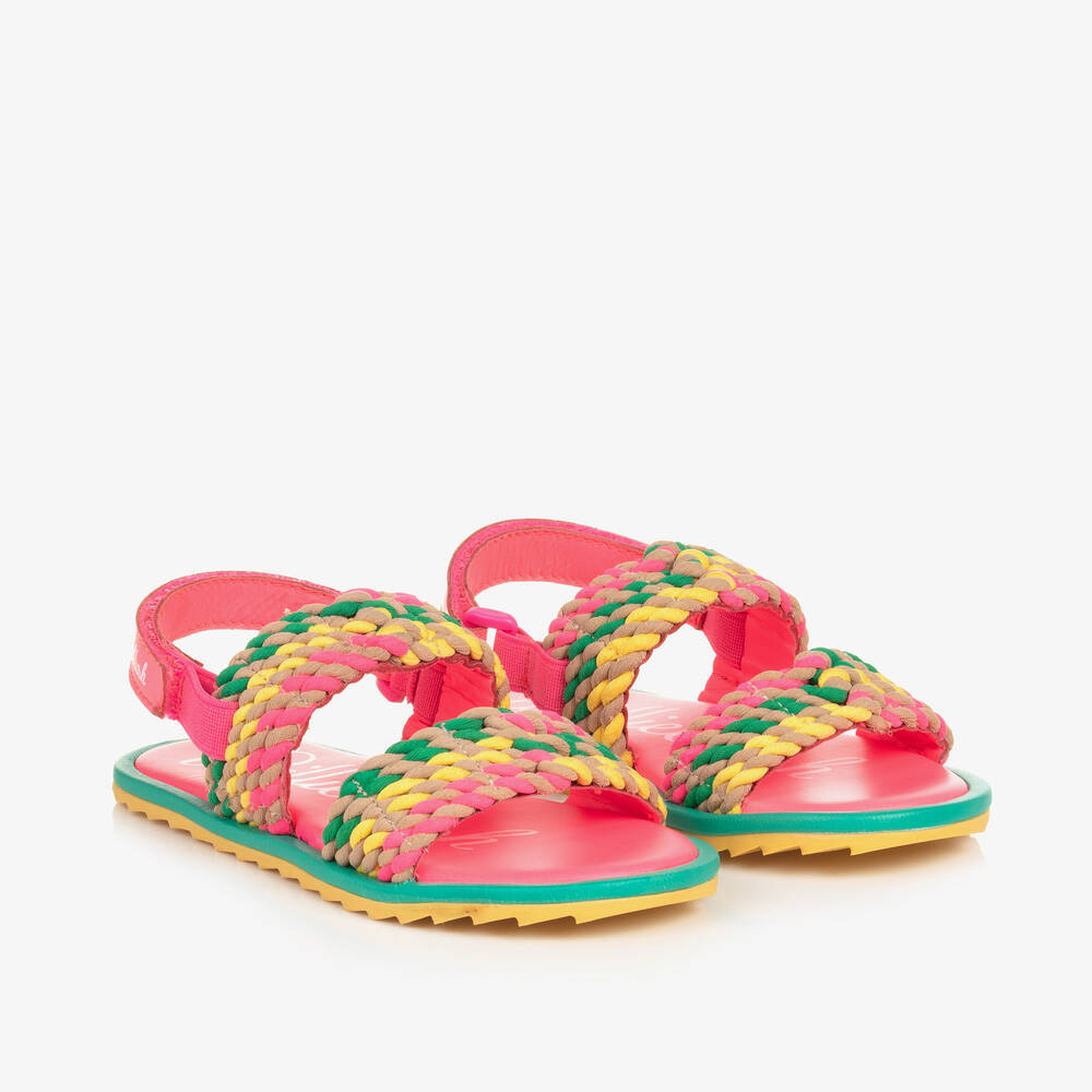 Billieblush - Girls Neon Pink Velcro Strap Sandals | Childrensalon