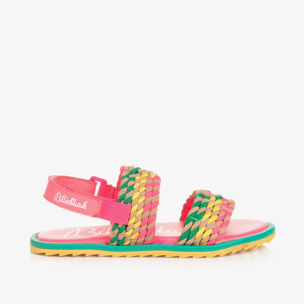 Billieblush - Girls Neon Pink Velcro Strap Sandals | Childrensalon