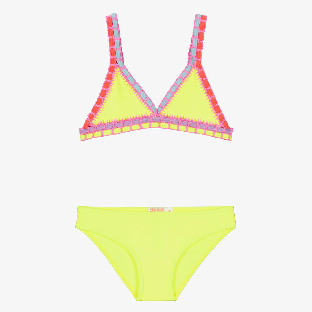 Shop Billieblush Girls Neon Yellow Crochet Trim Bikini