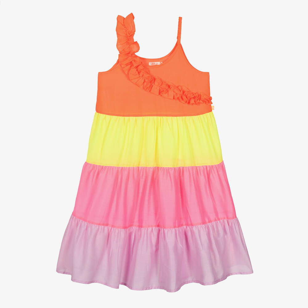 Billieblush - Girls Orange & Pink Ruffle Sun Dress | Childrensalon