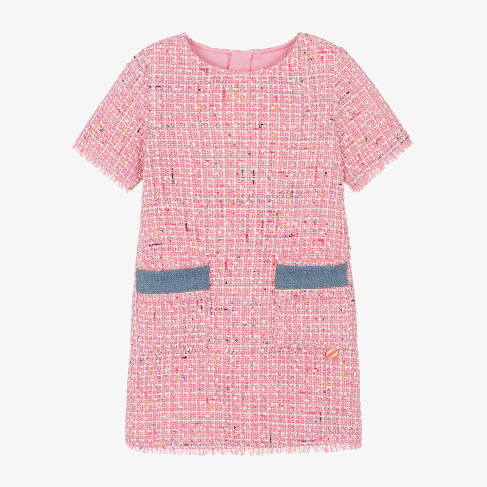 Billieblush - Girls Pink Bouclé Tweed Dress | Childrensalon
