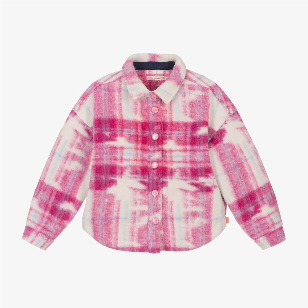 Billieblush - Girls Pink Check Shacket | Childrensalon