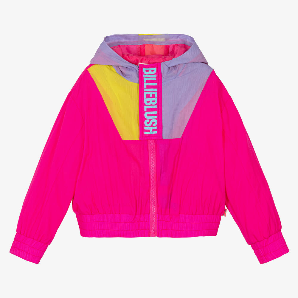 Billieblush - Girls Pink Colour Block Windbreaker Jacket | Childrensalon