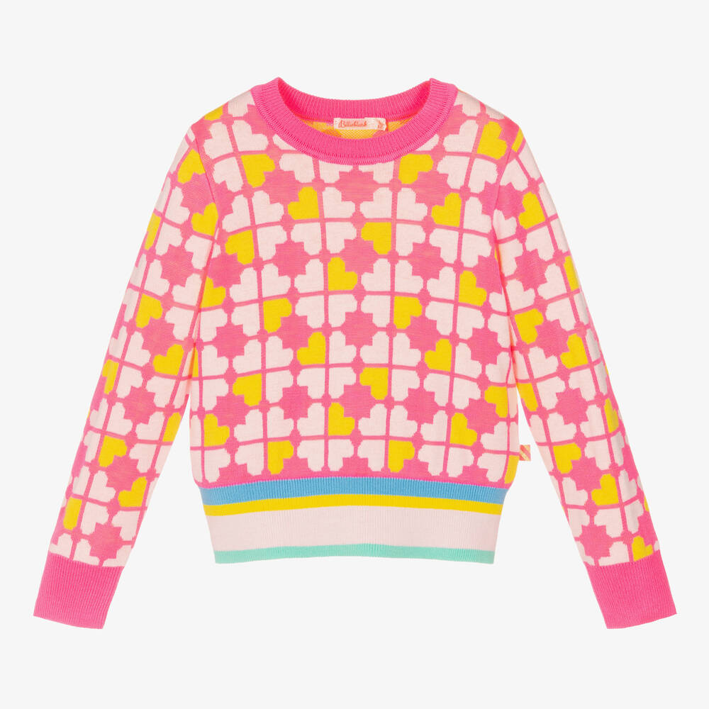 Billieblush - Girls Pink Cotton 4 Leaf Clover Sweater | Childrensalon