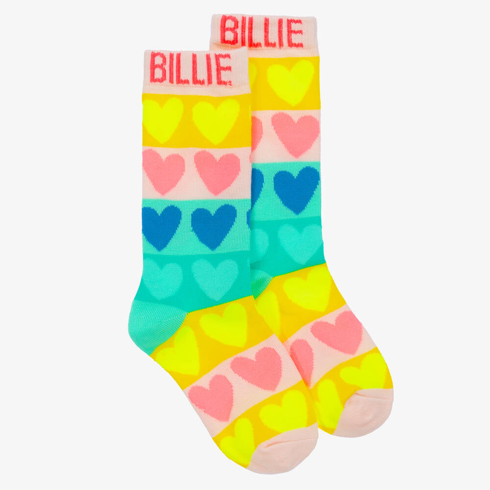 Billieblush - Girls Pink Cotton Heart Print Socks | Childrensalon