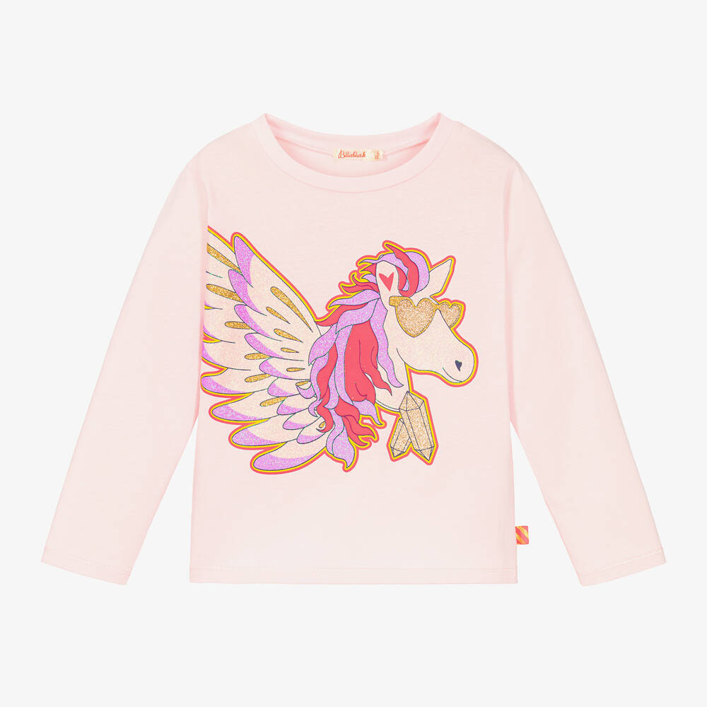 Billieblush - Girls Pink Cotton Pegasus Top | Childrensalon