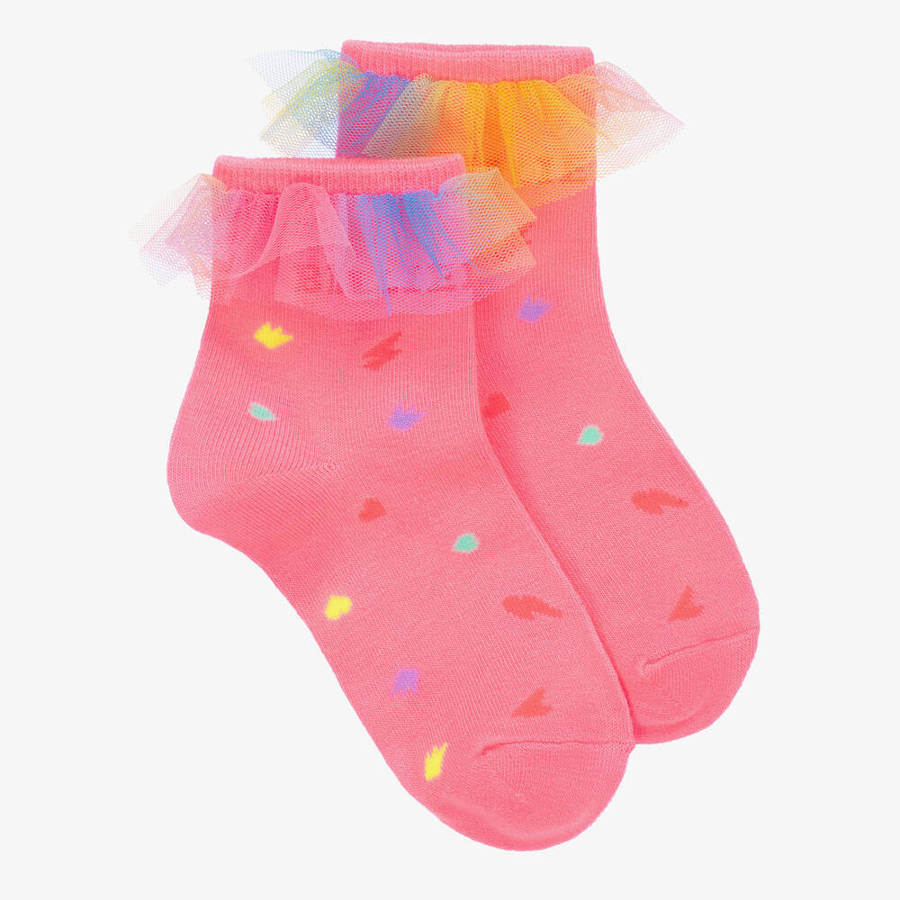 Billieblush - Girls Pink Cotton Tulle Socks | Childrensalon