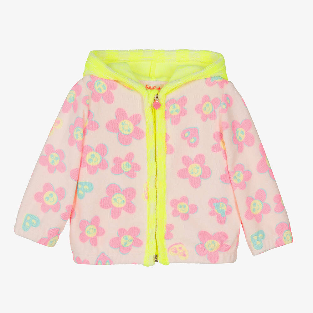 Billieblush Babies' Girls Pink Floral Towelling Zip-up Top