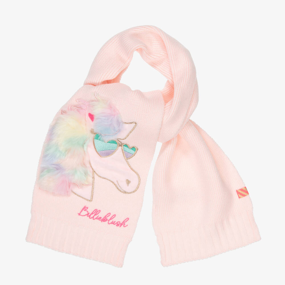 Billieblush - Girls Pink Knitted Unicorn Scarf | Childrensalon