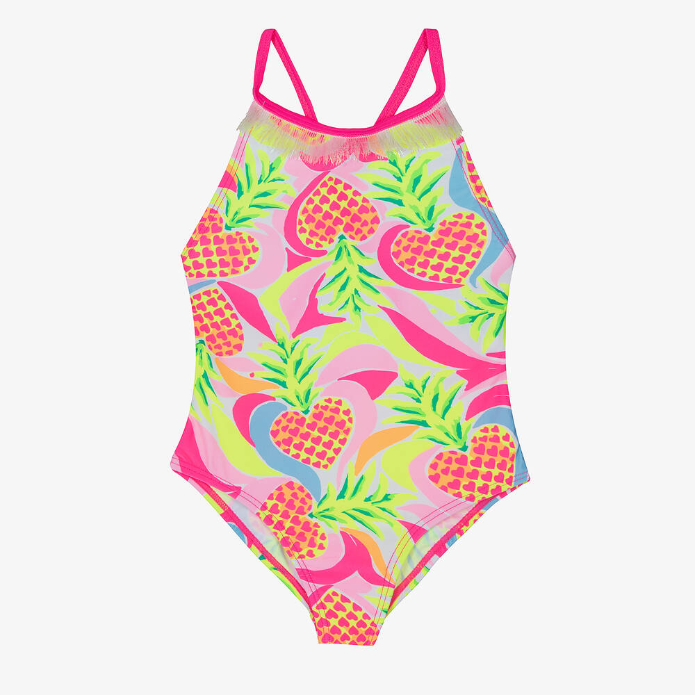 Billieblush - Girls Pink Pineapple Print Swimsuit | Childrensalon
