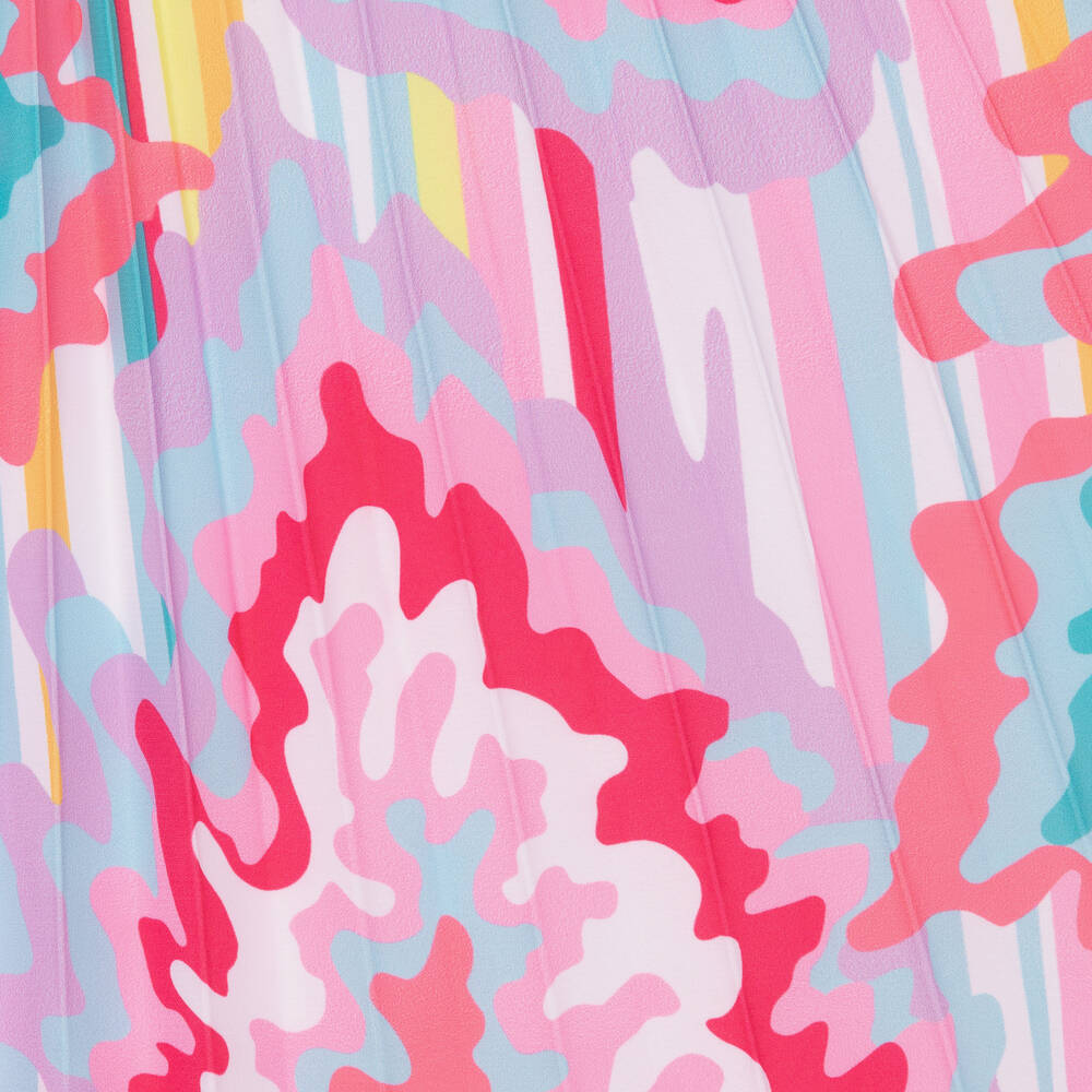 Billieblush - Girls Pink Pleated Abstract Print Dress | Childrensalon