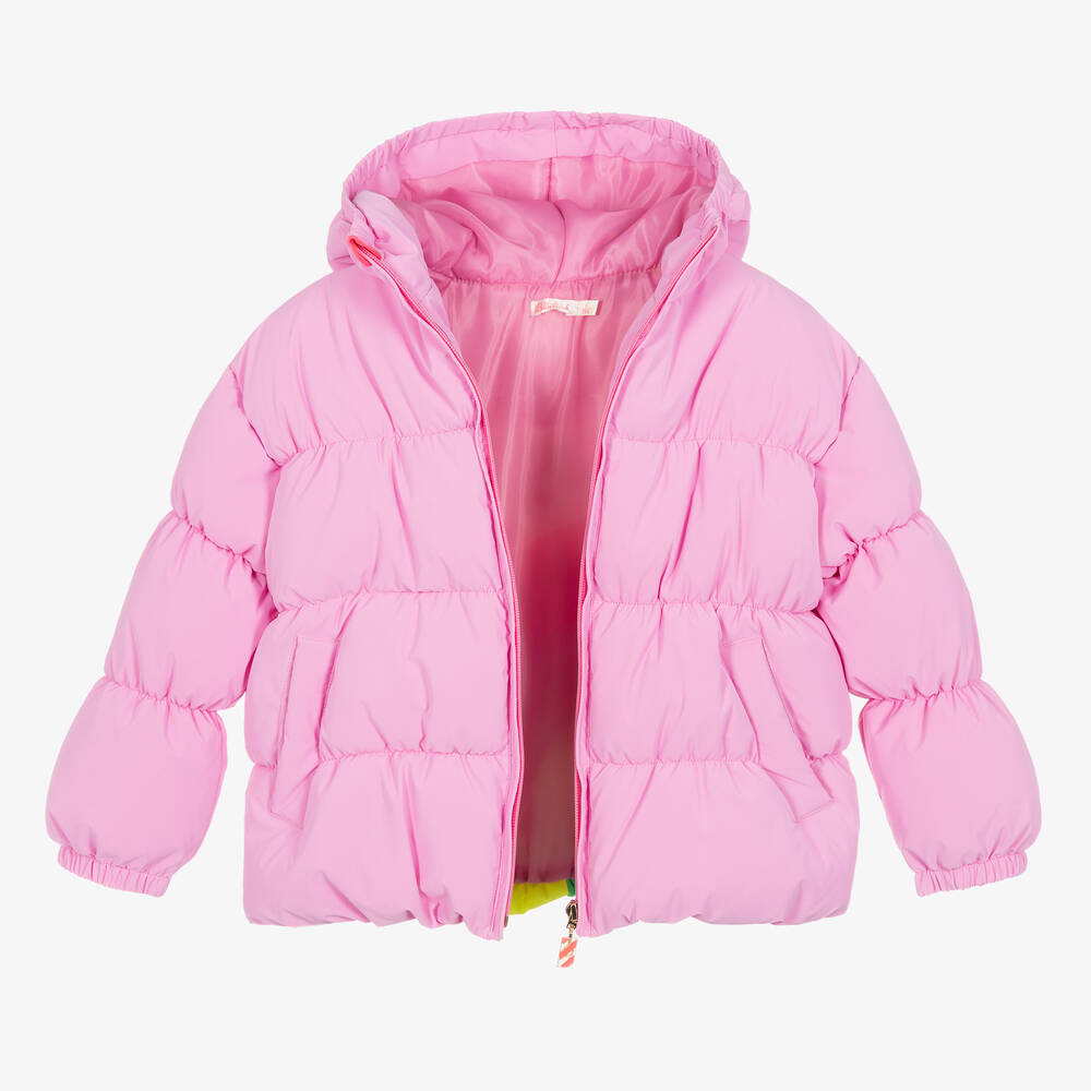 Billieblush - Girls Pink Puffer Rainbow Jacket | Childrensalon