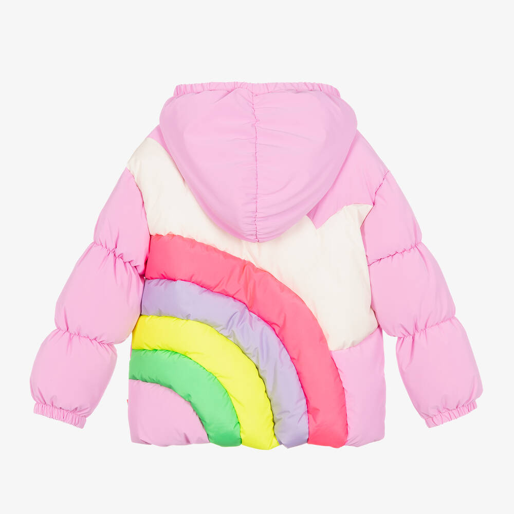 Billieblush - Girls Pink Puffer Rainbow Jacket | Childrensalon