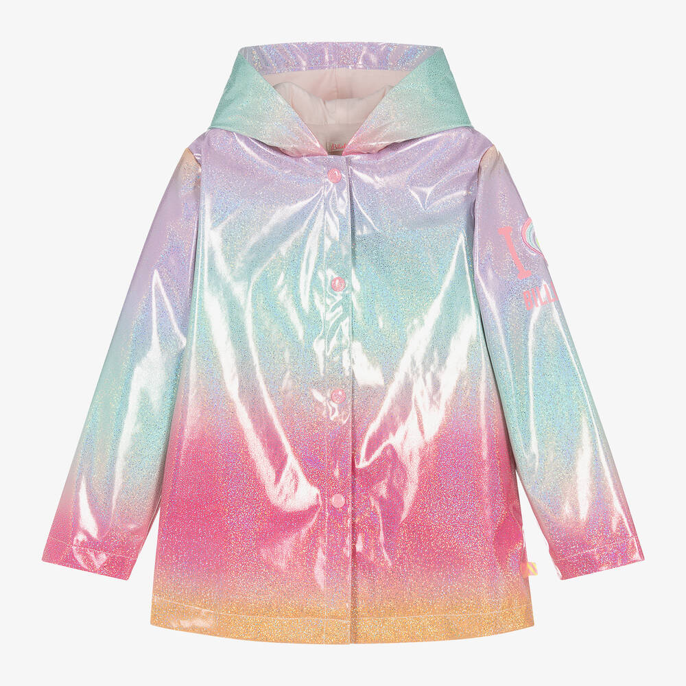 Billieblush Babies' Girls Pink Rainbow Glitter Raincoat