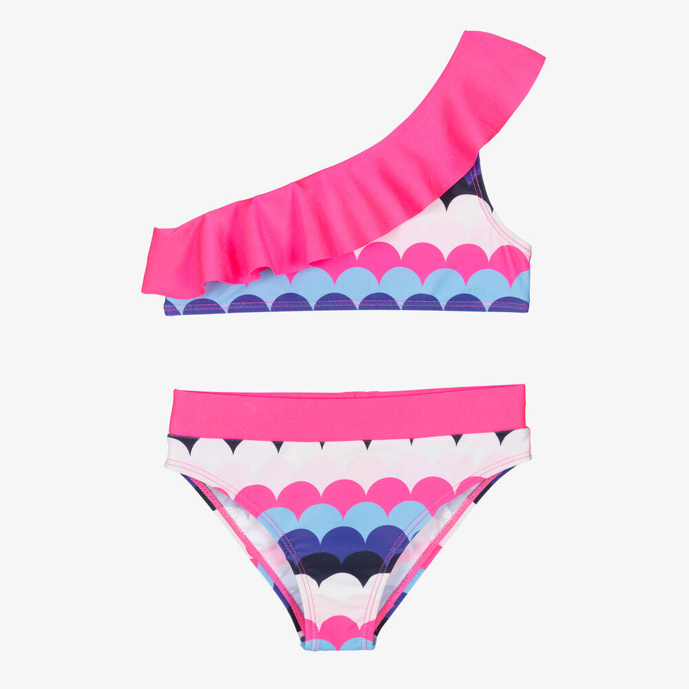 Billieblush - Girls Pink Scallop Stripe Bikini | Childrensalon