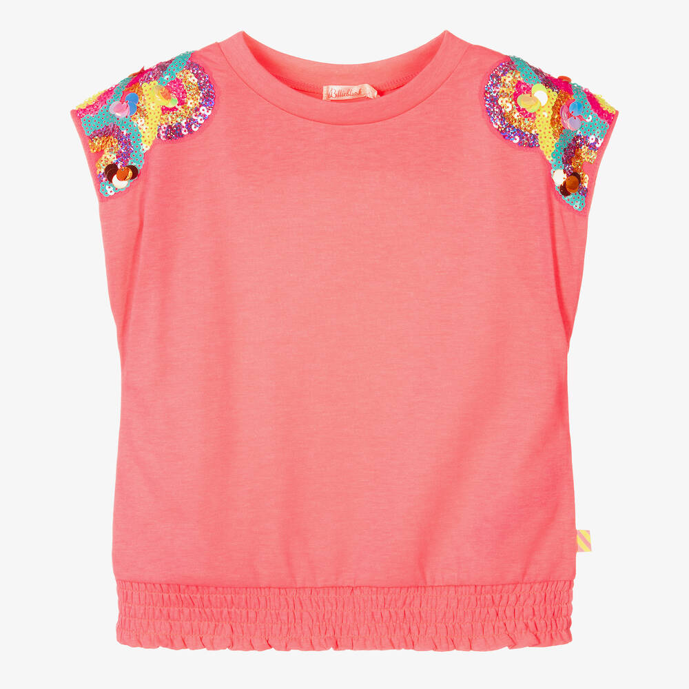 Billieblush - Girls Pink Sequin Jersey Top | Childrensalon
