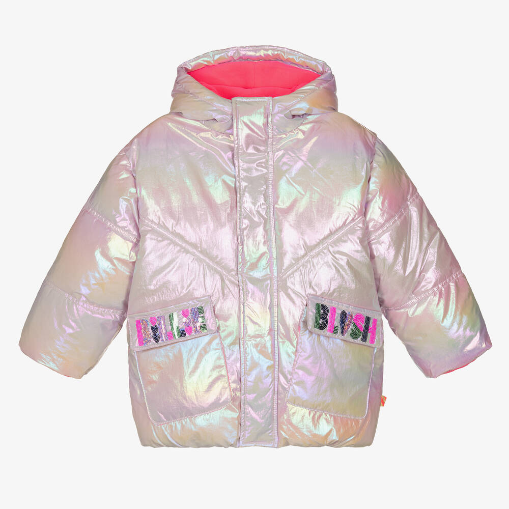 Billieblush - Girls Pink Sequin Puffer Coat | Childrensalon