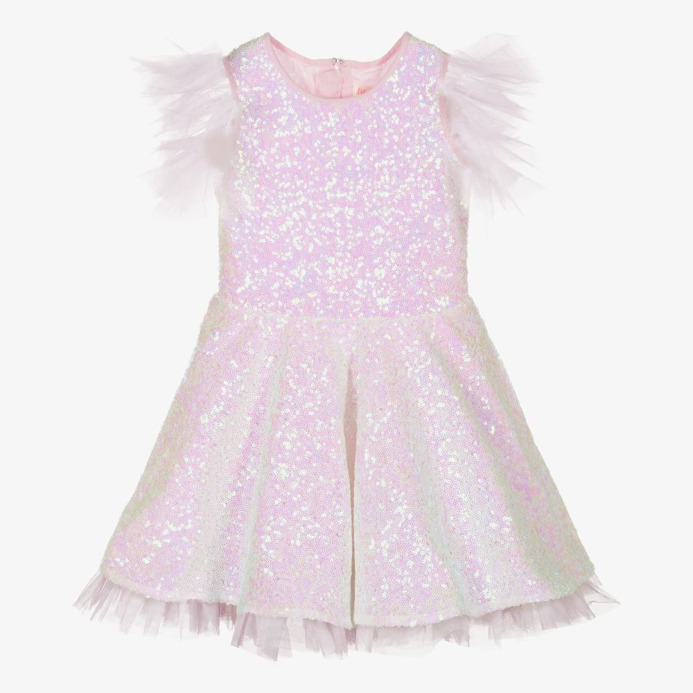 Girls Pink Sequin Tulle Dress ...