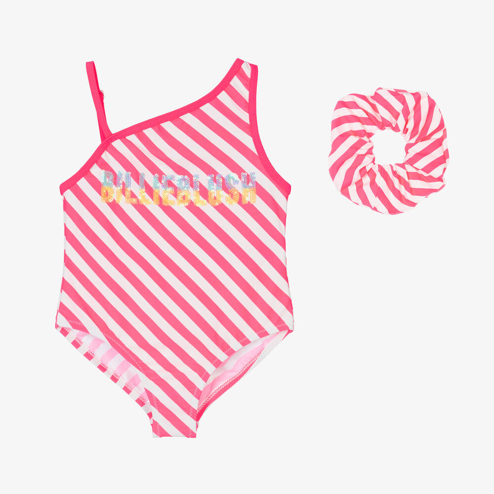 Billieblush - Girls Pink Stripe Swimsuit | Childrensalon