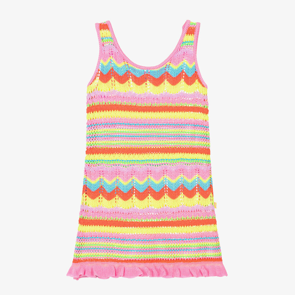 Billieblush Kids' Girls Pink Striped Crochet Dress