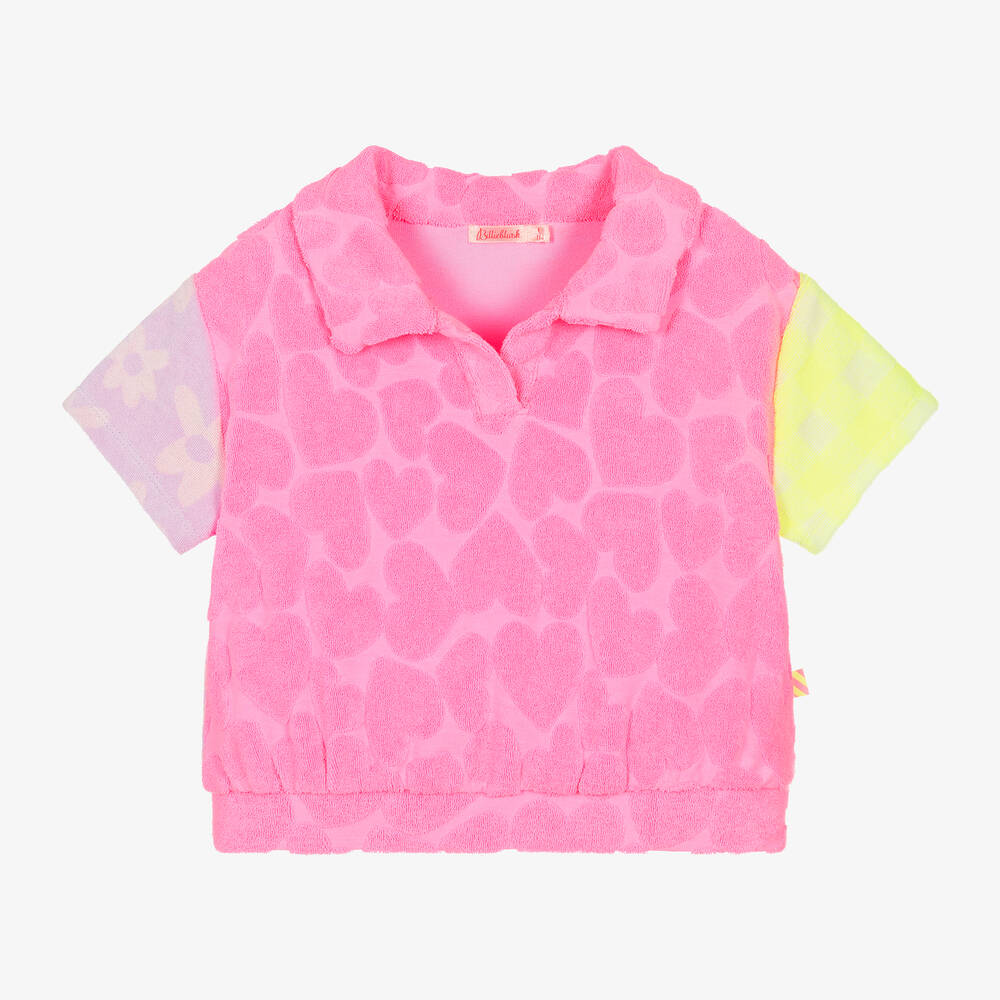Billieblush - Girls Pink Towelling Polo Shirt | Childrensalon