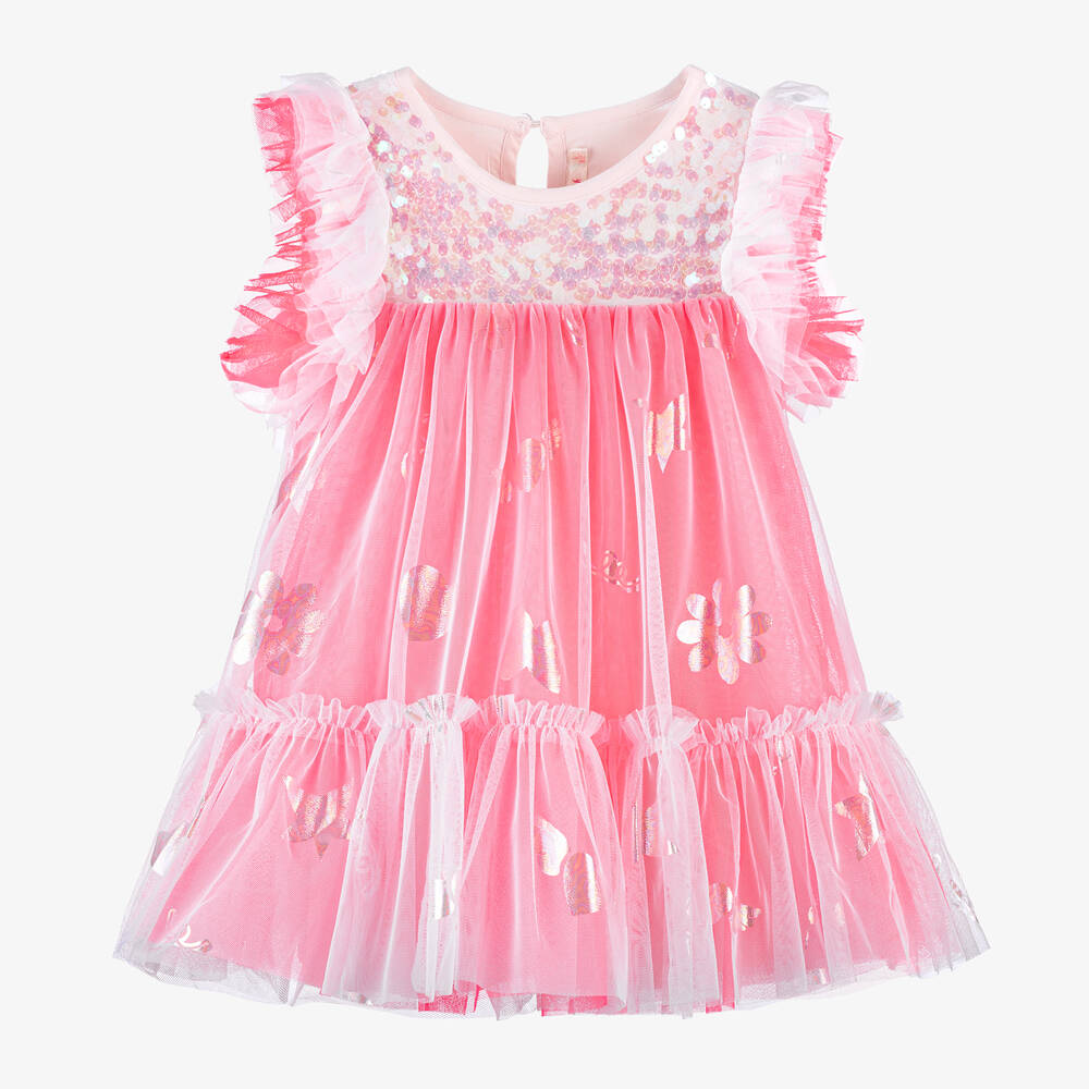 Billieblush - فستان تول لون زهري مزين بترتر | Childrensalon