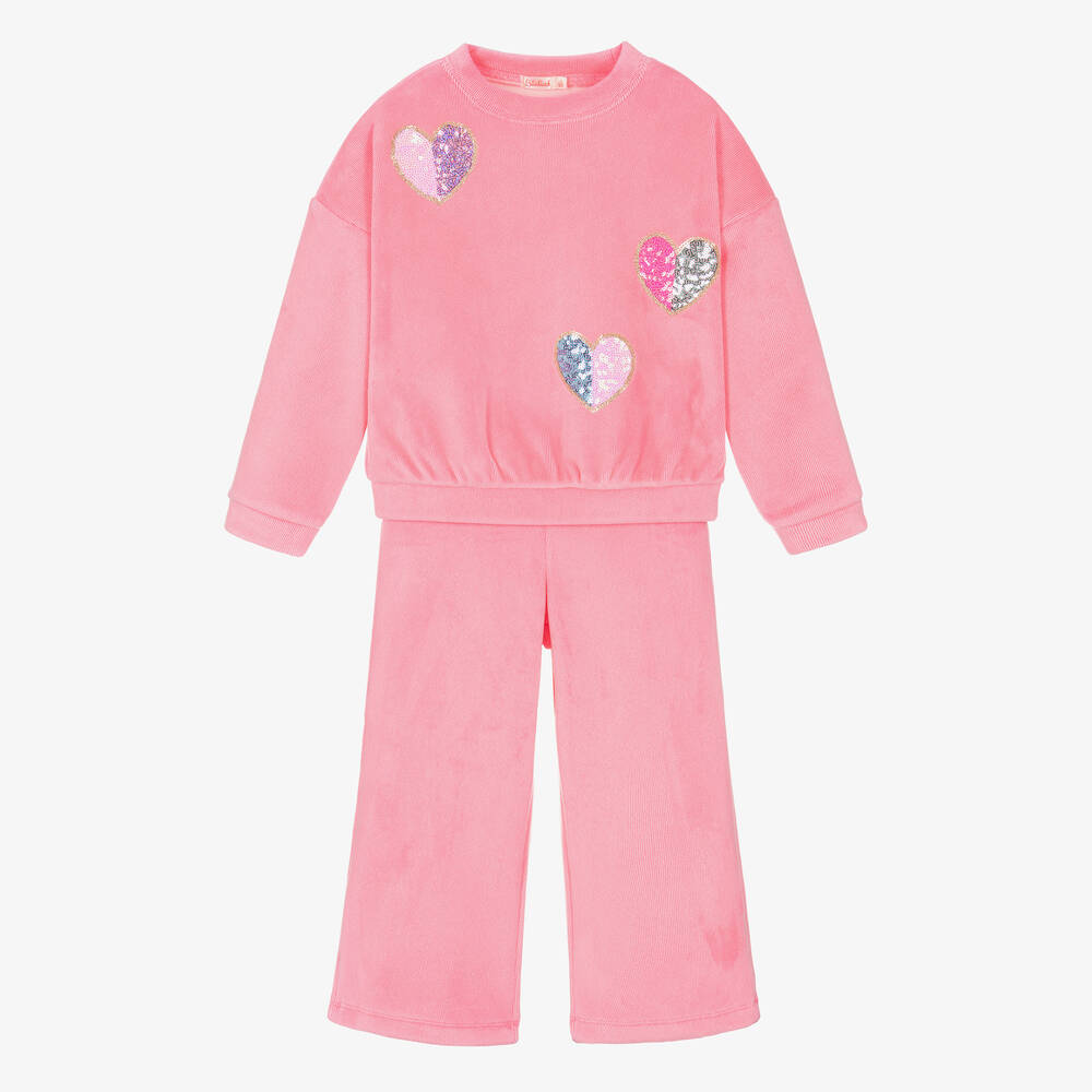 Billieblush - Girls Pink Velour Tracksuit | Childrensalon