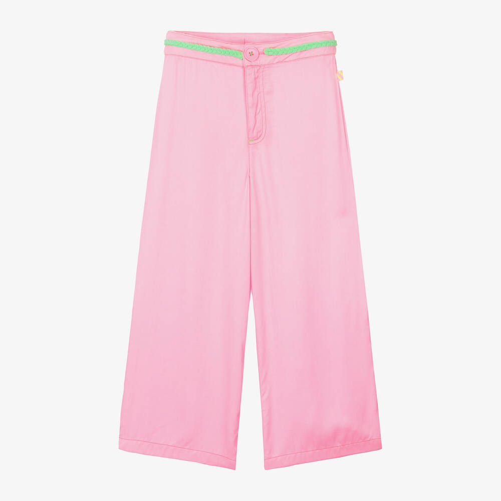 Shop Billieblush Girls Pink Wide Leg Viscose Trousers