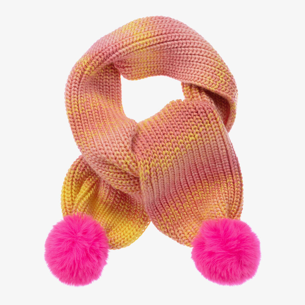 Billieblush - Розово-желтый шарф с помпонами | Childrensalon