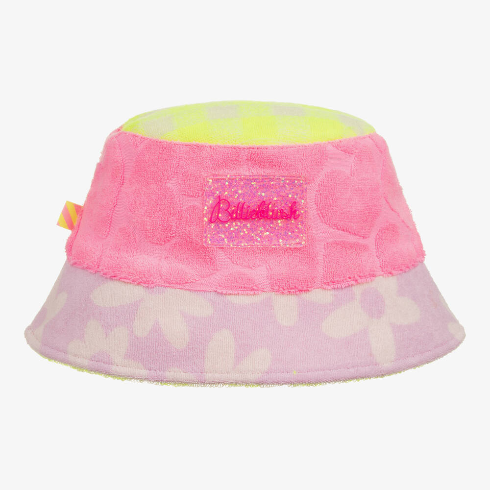 Billieblush - Girls Pink & Yellow Towelling Hat | Childrensalon