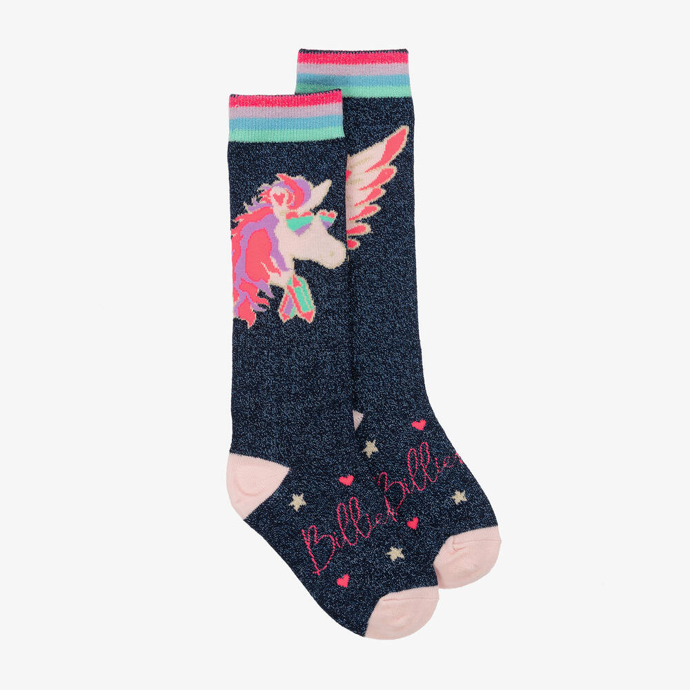 Billieblush - Girls Sparkly Blue Pegasus Socks | Childrensalon