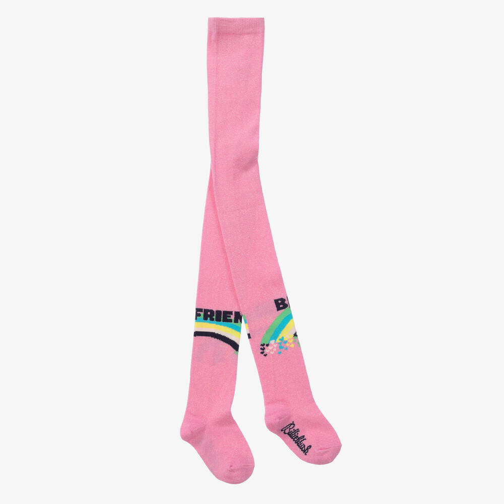 Billieblush - Girls Sparkly Pink Cotton Rainbow Tights | Childrensalon