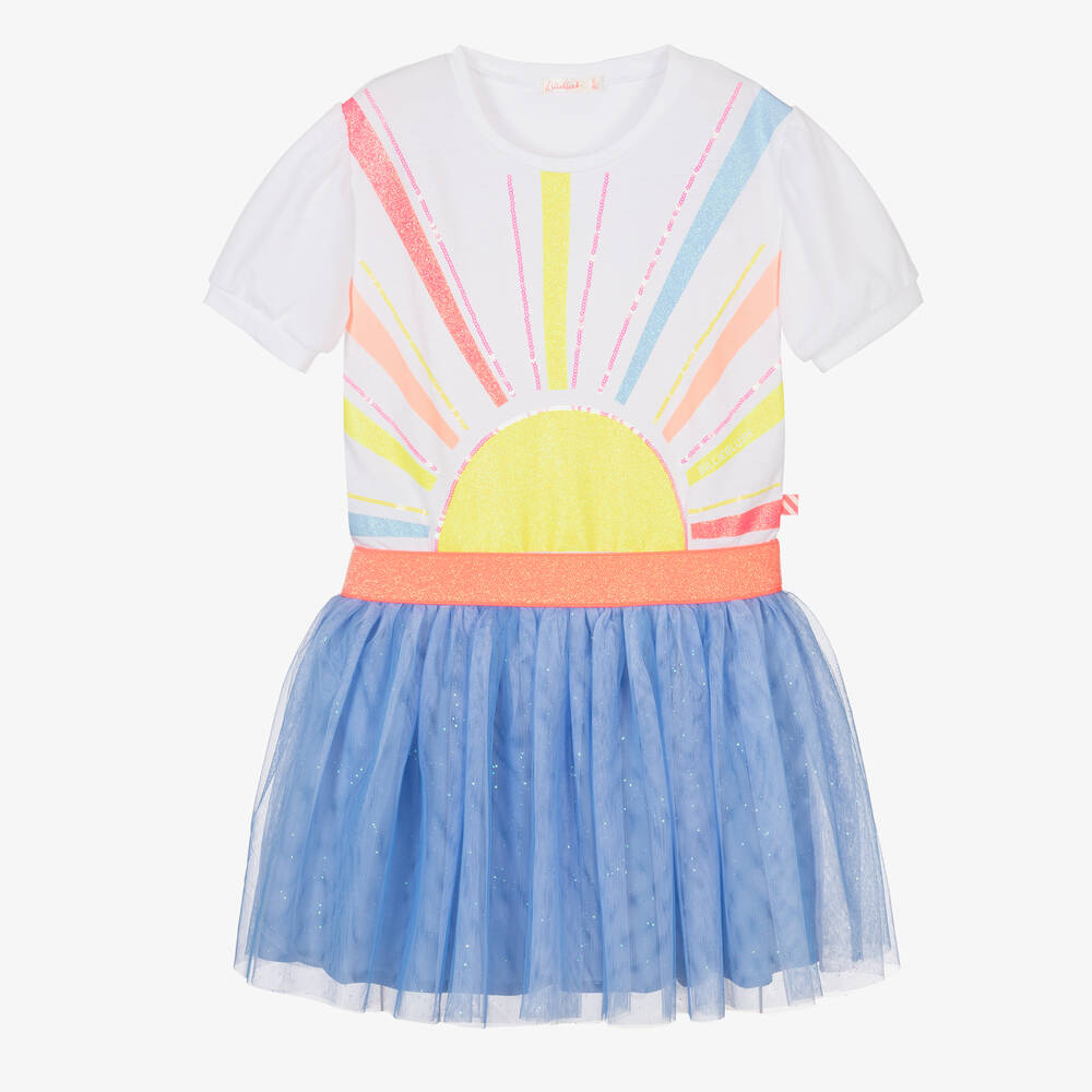 Billieblush - Girls White & Blue Sunshine Tulle Dress | Childrensalon